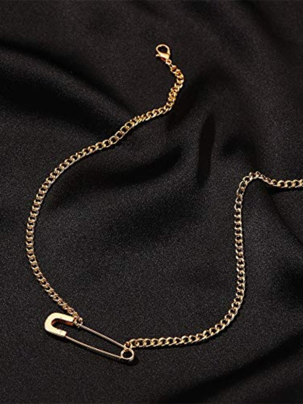 Safety Pin Jewelry Set for Women - Dainty‎ Gold/Silver Necklace and Earrings
